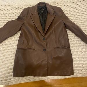 Brand New Zara Brown oversized leather blazer *never worn*